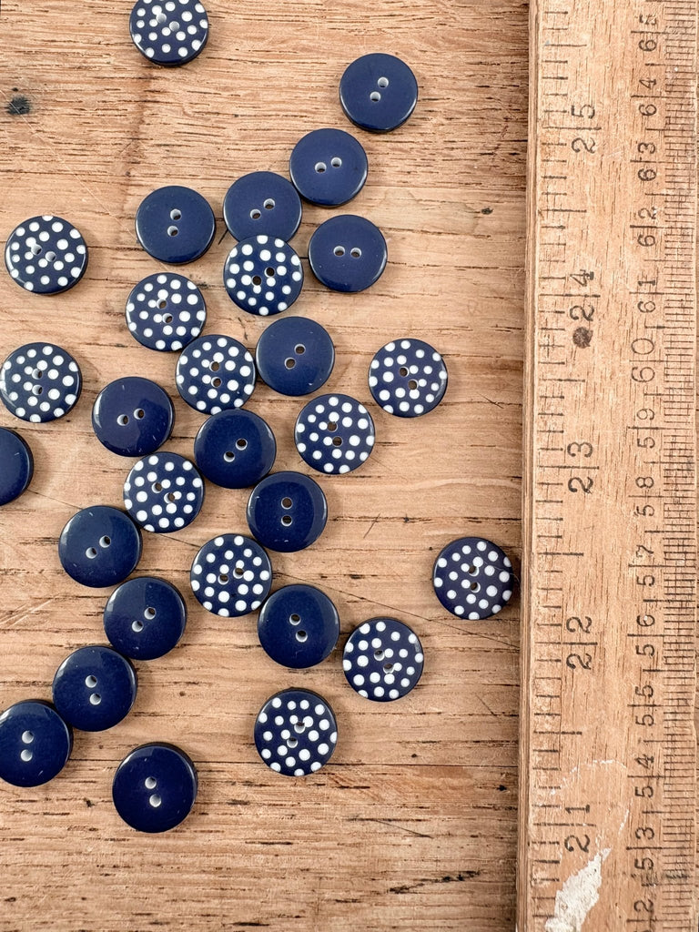 Indigo Spotty Button - 13mm - The Eternal Maker - UK Fabric Shop