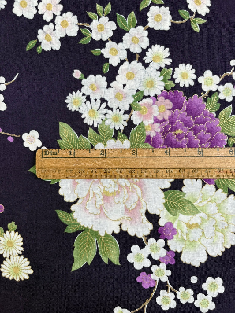 Japanese Floral - Purple & Gold - Kokka Fabrics - The Eternal Maker - UK Fabric Shop