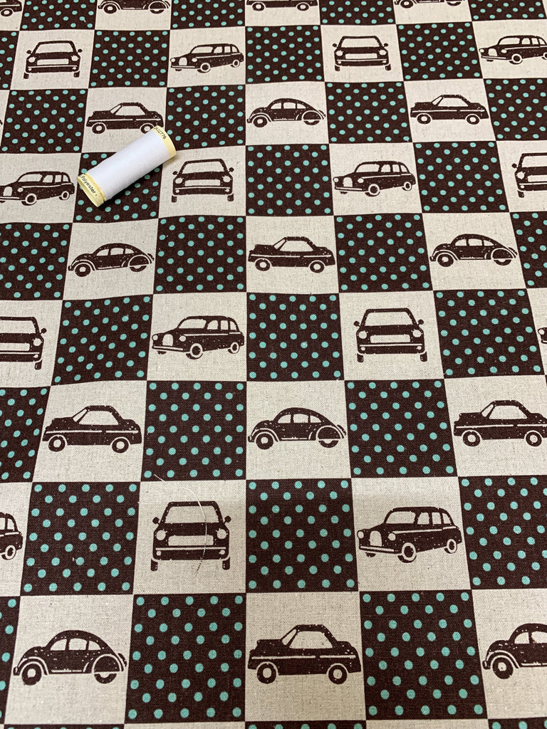 Kokka Fabric Box Cars Retro - Echino fabric by Etsuko Furuya