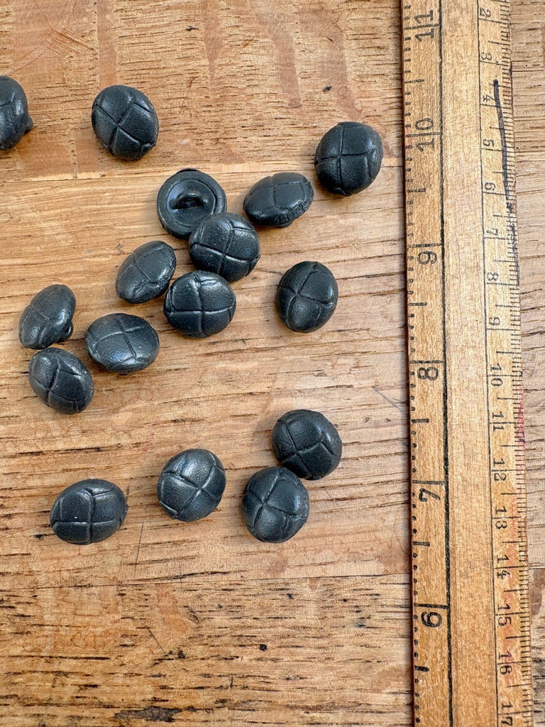 Leather Football Button - 15mm - Grey - The Eternal Maker - UK Fabric Shop