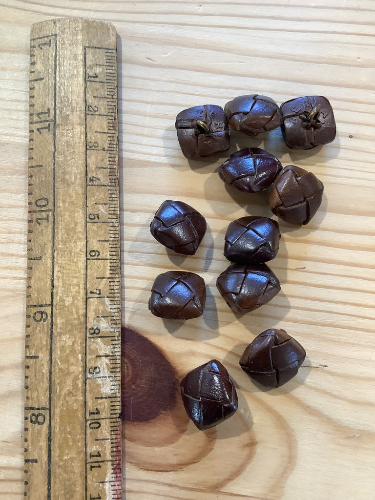 Light Brown Square Leather Football Button - 17mm - The Eternal Maker - UK Fabric Shop