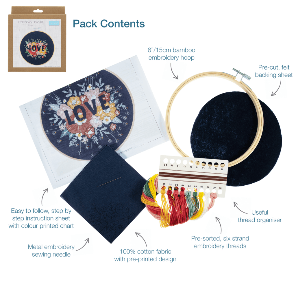 Love Floral - Embroidery Kit - Trimits - The Eternal Maker - UK Fabric Shop