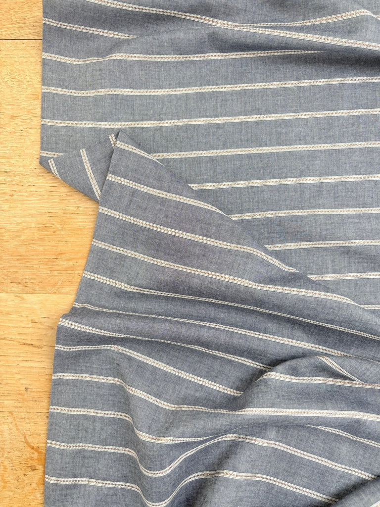 Lurex Stripe Chambray Fabric - Cotton Viscose Blend - The Eternal Maker - UK Fabric Shop
