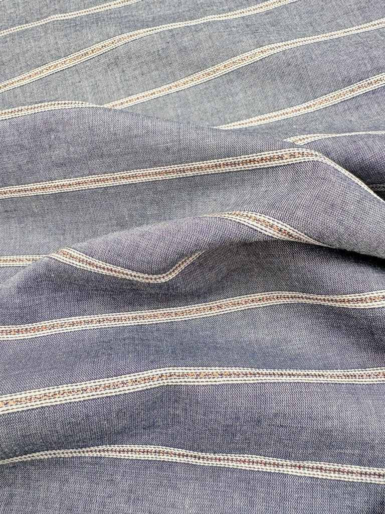 Lurex Stripe Chambray Fabric - Cotton Viscose Blend - The Eternal Maker - UK Fabric Shop