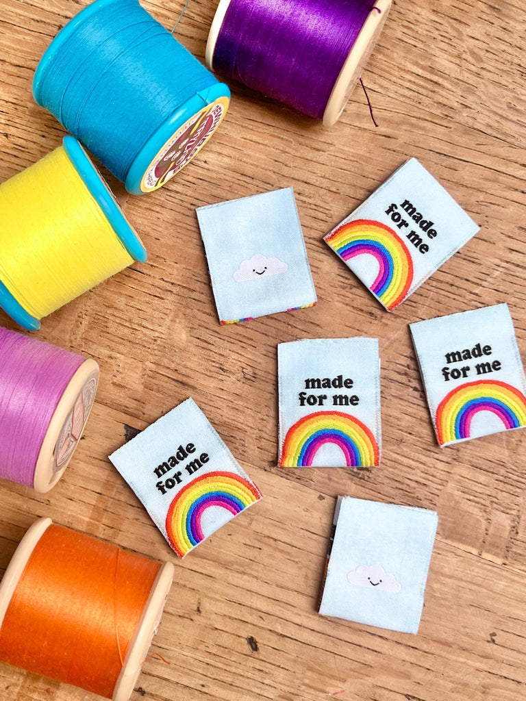 Made For Me Rainbow - Sewing Woven Clothing Label Tags - 4 Pack - The Eternal Maker - UK Fabric Shop