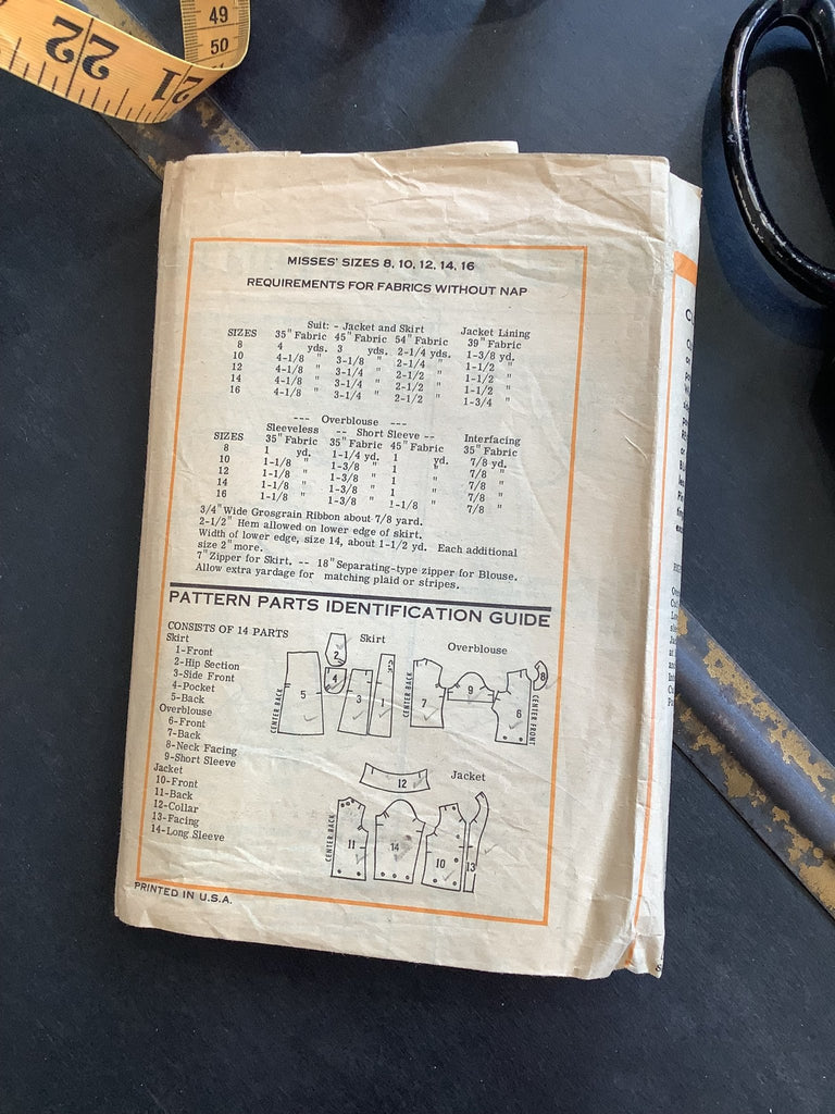 Marian Martin Vintage Pattern 9260 - 1960s Suit - Skirt Blouse & Jacket - Vintage Sewing Pattern Size 14 - The Eternal Maker - UK Fabric Shop