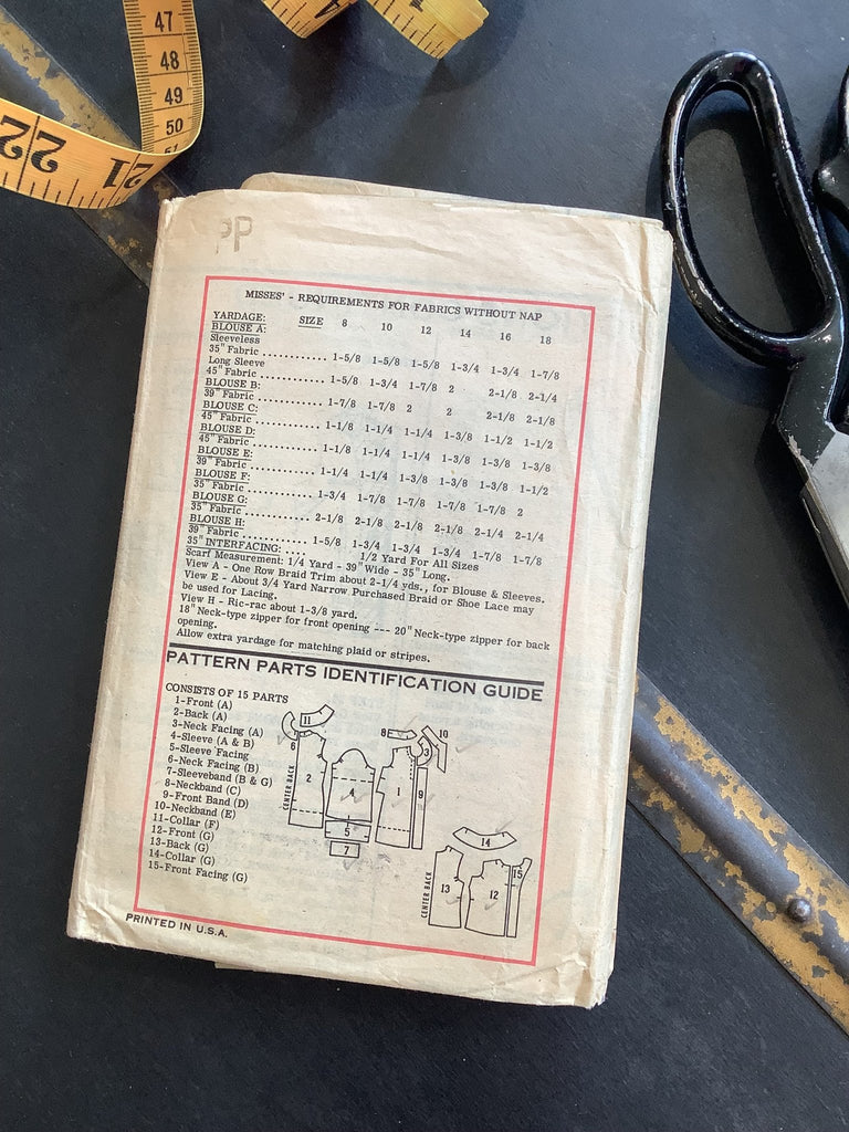 Marian Martin Vintage Pattern 9378 - 1960s Blouse - 8 Variations - Vintage Sewing Pattern Size 16 - The Eternal Maker - UK Fabric Shop