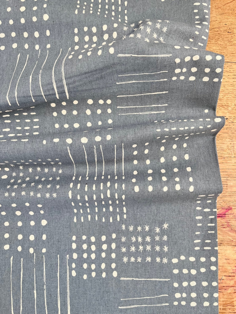 Marks and Checks in Slate - Cotton Linen Blend - Cosmo Japan - The Eternal Maker - UK Fabric Shop