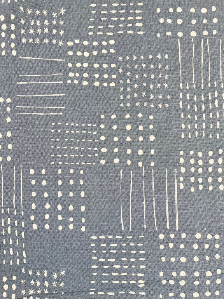 Marks and Checks in Slate - Cotton Linen Blend - Cosmo Japan - The Eternal Maker - UK Fabric Shop