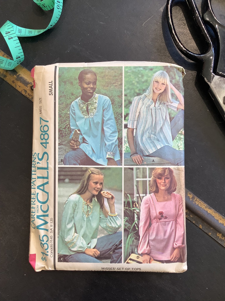 McCalls 4867 - Set of Four Tops (Standard and Maternity Cut Lines) - Vintage Sewing Pattern (Size 10 - 12) - The Eternal Maker - UK Fabric Shop