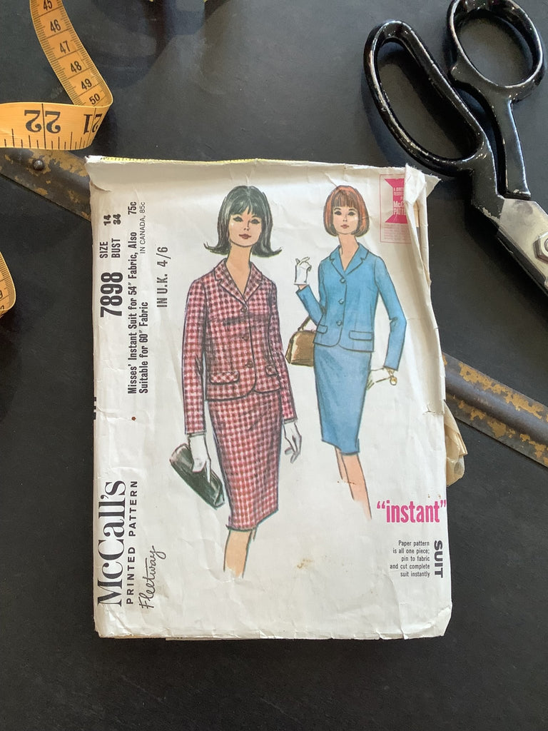 McCalls Vintage Pattern 7898 - 1960s Jacket and Skirt 2 piece Suit - Vintage Sewing Pattern Size 12 - The Eternal Maker - UK Fabric Shop