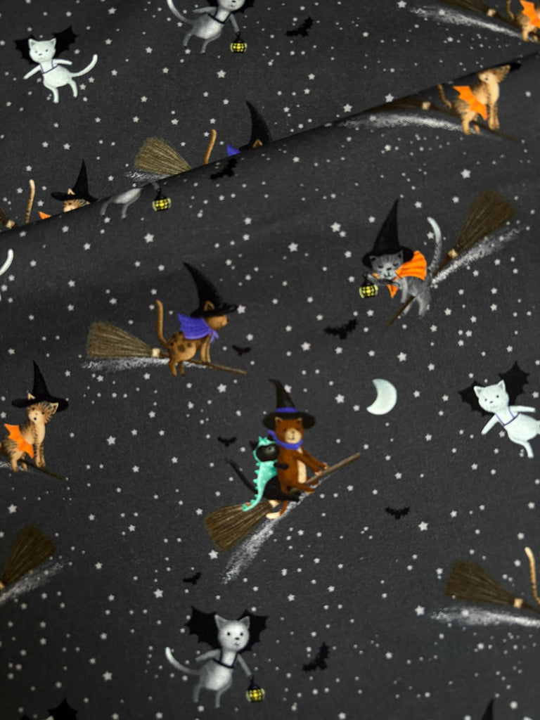 Meowgical in Charcoal - Halloween Cats - Dear Stella - The Eternal Maker - UK Fabric Shop