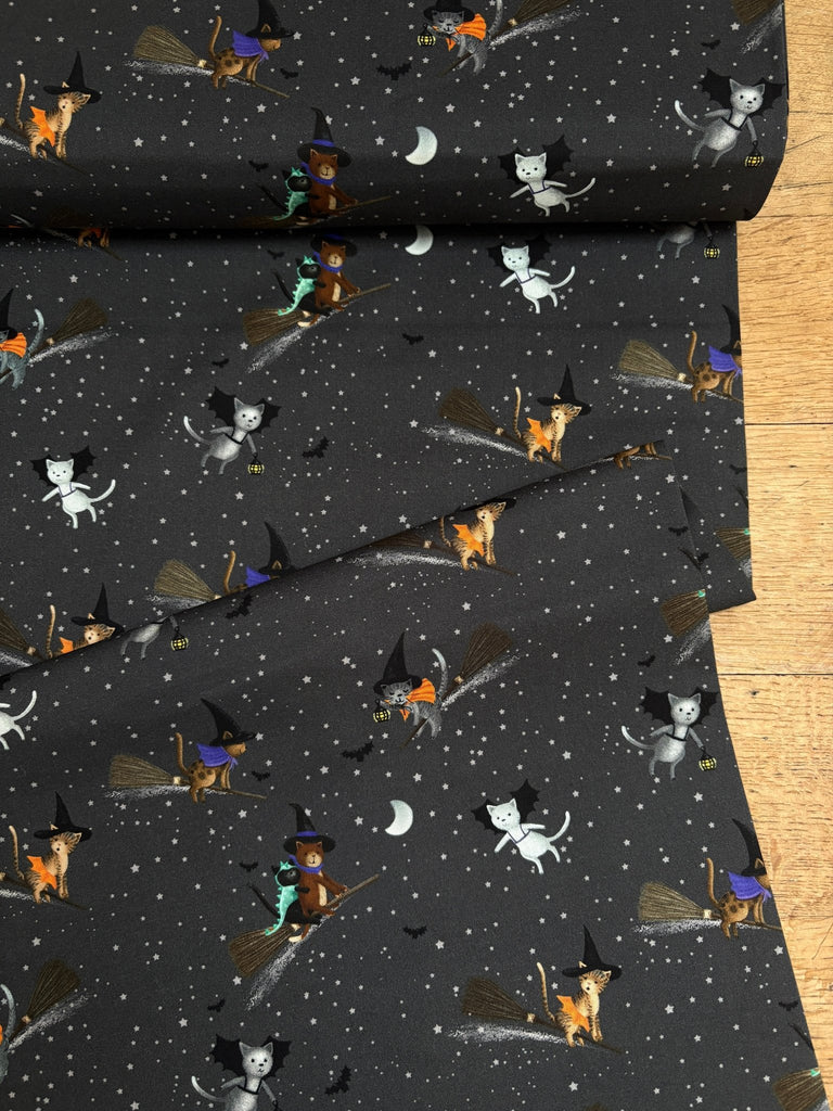 Meowgical in Charcoal - Halloween Cats - Dear Stella - The Eternal Maker - UK Fabric Shop