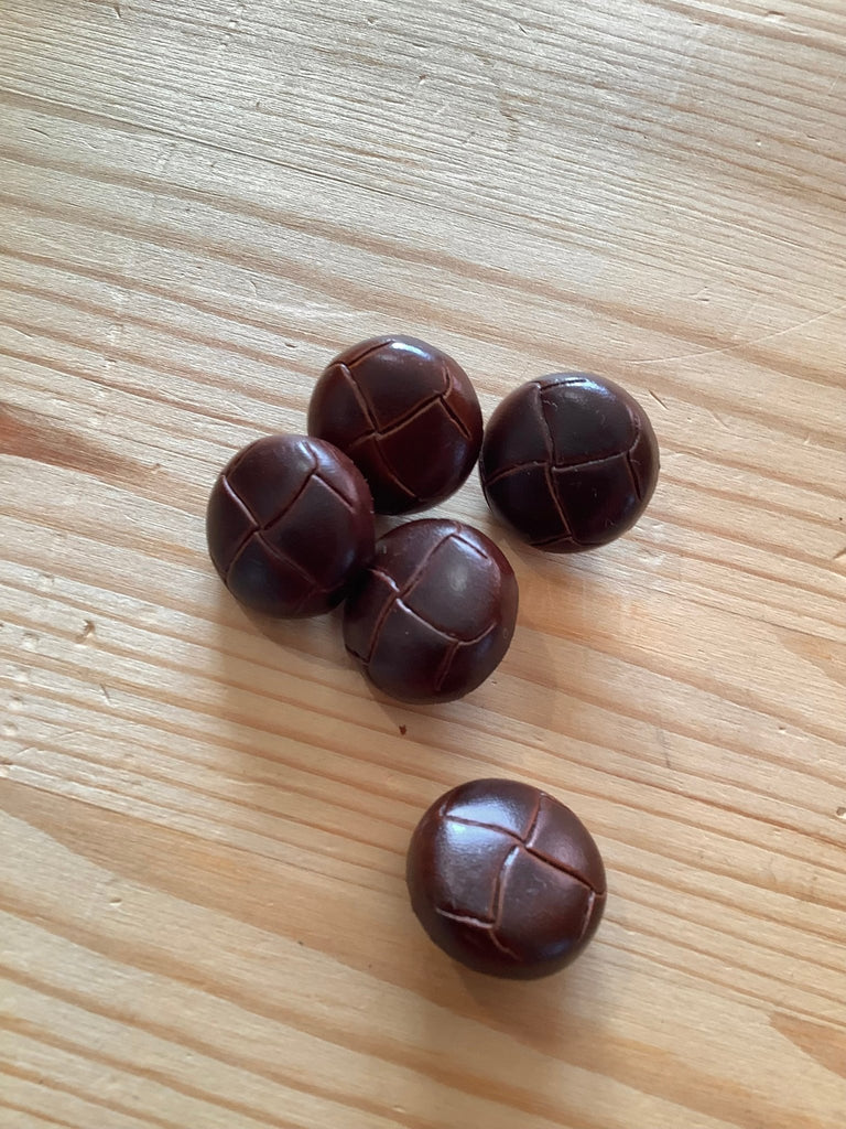 Mid Brown Round Leather Football Button - 20mm - The Eternal Maker - UK Fabric Shop