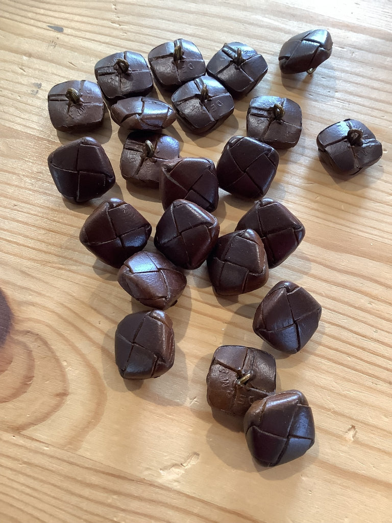 Mid Brown Square Leather Football Button - 22mm - The Eternal Maker - UK Fabric Shop
