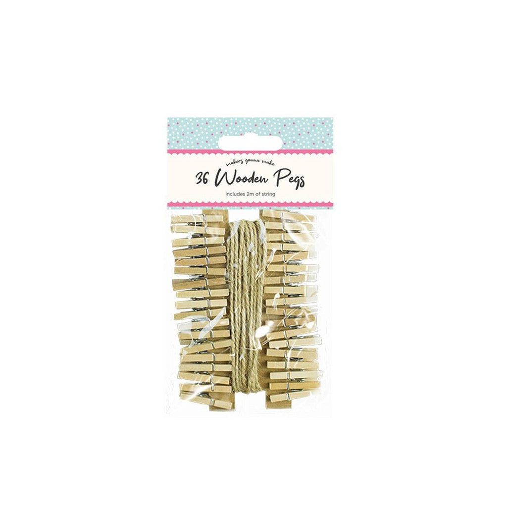 Mini Wooden Pegs - 25mm - Pack of 36 - The Eternal Maker - UK Fabric Shop