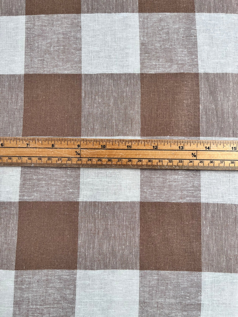 Mocha Jumbo Gingham Linen Viscose - The Eternal Maker - UK Fabric Shop