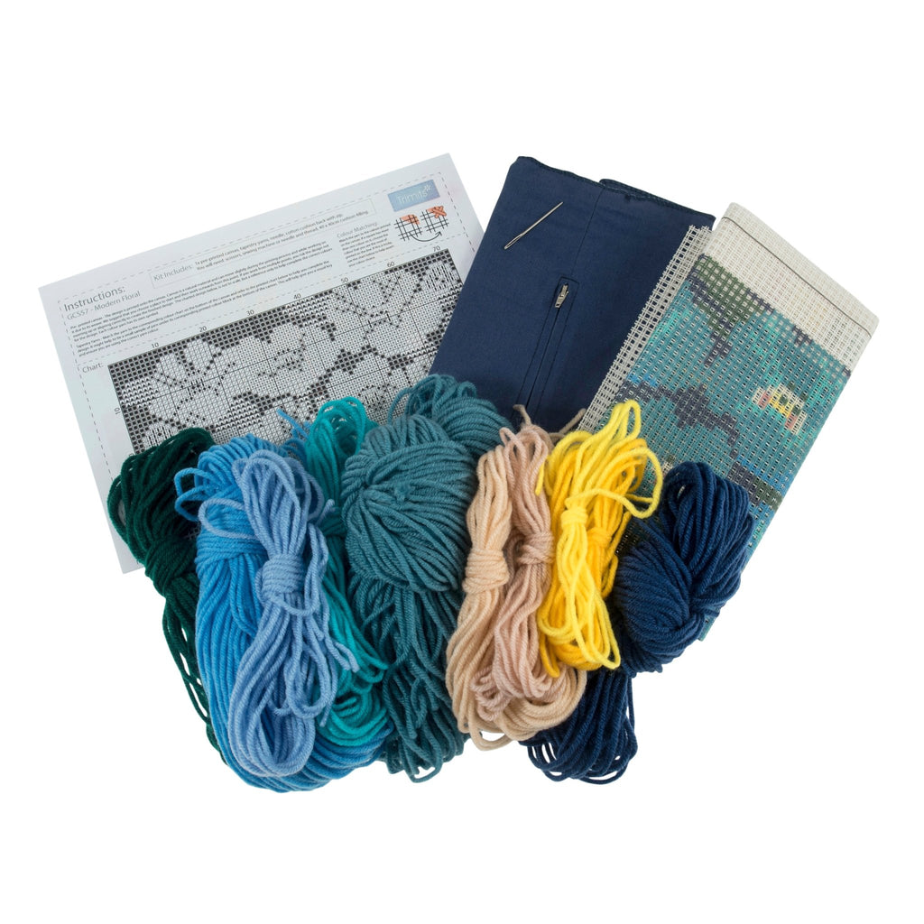 Modern Floral Tapestry Half Stitch Cushion Kit - The Eternal Maker - UK Fabric Shop