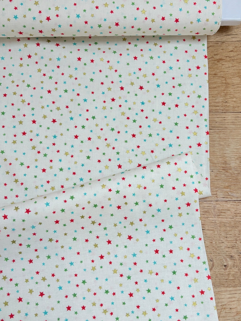 Multi Stars - Ivory Gold - Makower Fabrics - The Eternal Maker - UK Fabric Shop