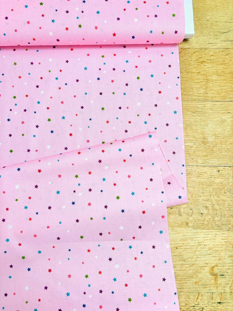 Multi Stars - Pink - Makower Fabrics - The Eternal Maker - UK Fabric Shop