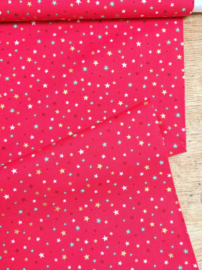 Multi Stars - Red Gold - Makower Fabrics - The Eternal Maker - UK Fabric Shop