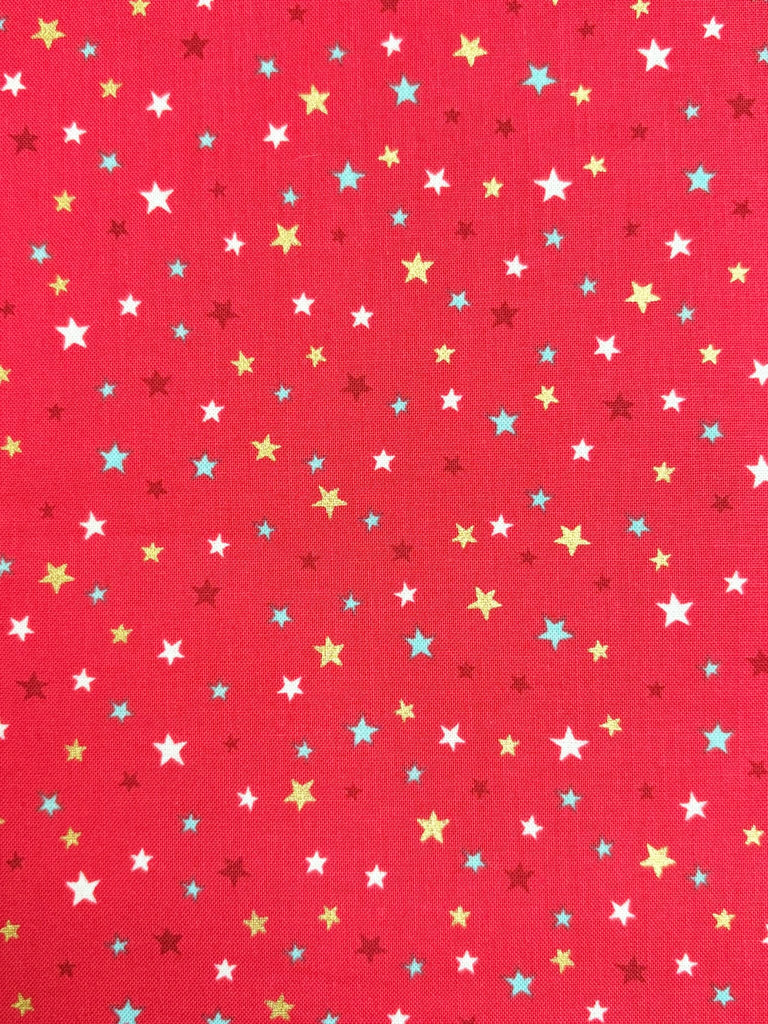Multi Stars - Red Gold - Makower Fabrics - The Eternal Maker - UK Fabric Shop