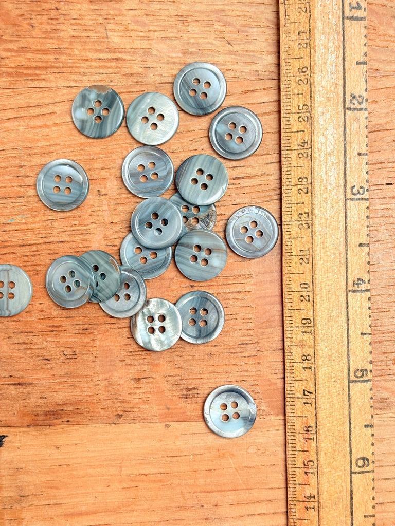 Mussel Grey Mother of Pearl Narrow Ring Edge Button - 15mm - The Eternal Maker - UK Fabric Shop