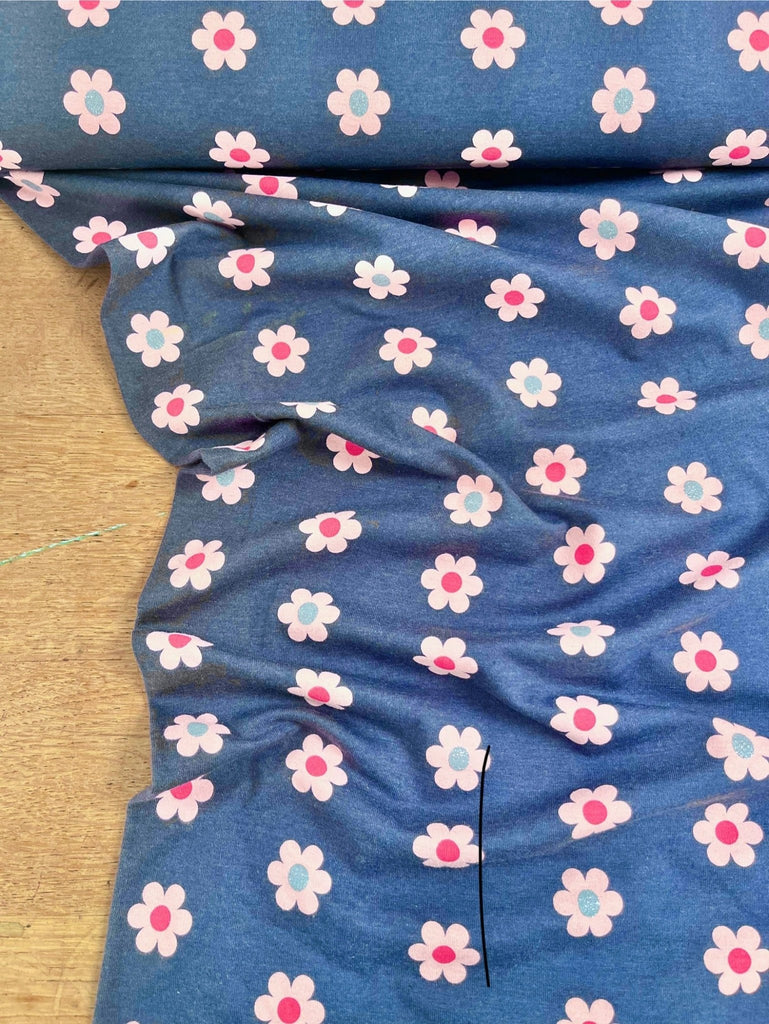 Navy Glitter Daisy - Jersey - The Eternal Maker - UK Fabric Shop