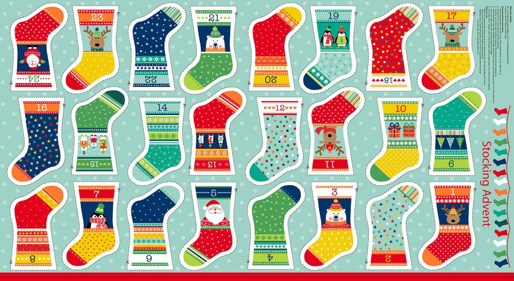 Novelty Mini Stockings Christmas Advent Calendar Panel - The Eternal Maker - UK Fabric Shop