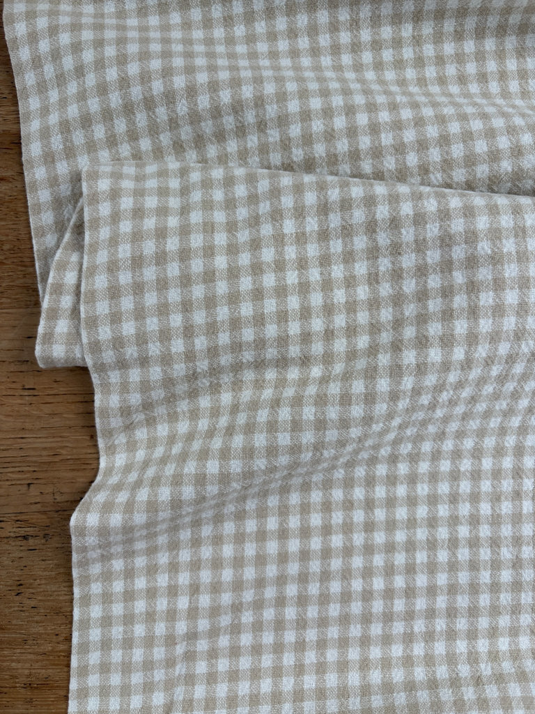 Oatmeal 6mm Gingham - 100% Organic Cotton - The Eternal Maker - UK Fabric Shop