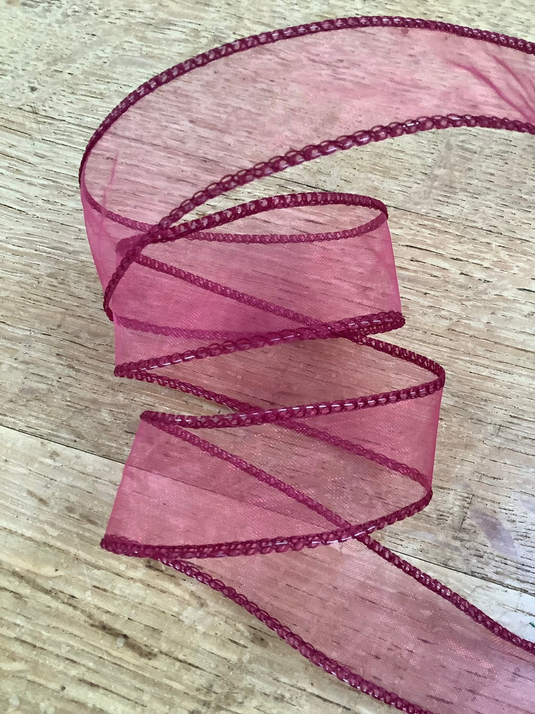Organza Wired Ribbon - Wine - 30mm - The Eternal Maker - UK Fabric Shop