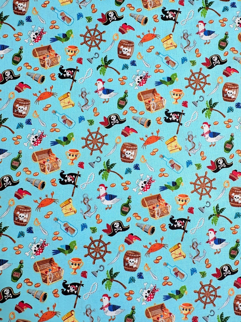 Pirate Icons - Blue - Makower - The Eternal Maker - UK Fabric Shop