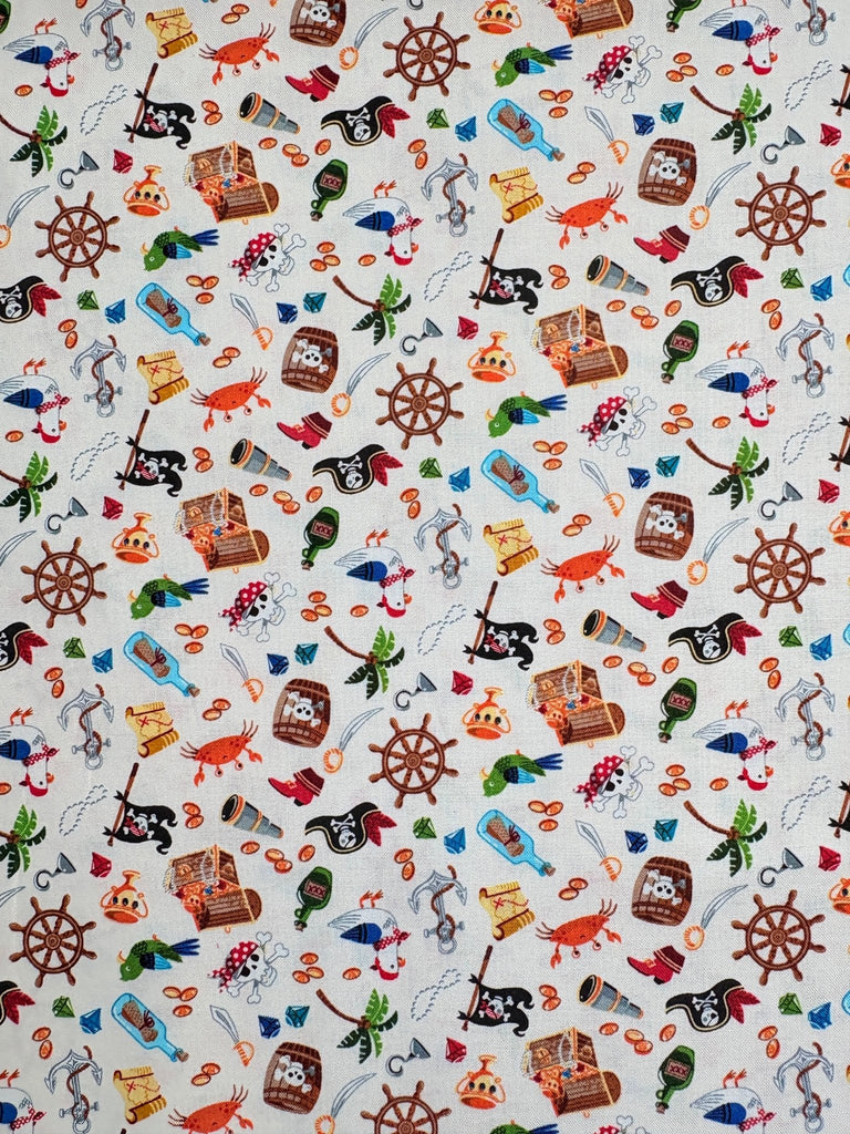 Pirate Icons - Cream - Makower Fabrics - The Eternal Maker - UK Fabric Shop