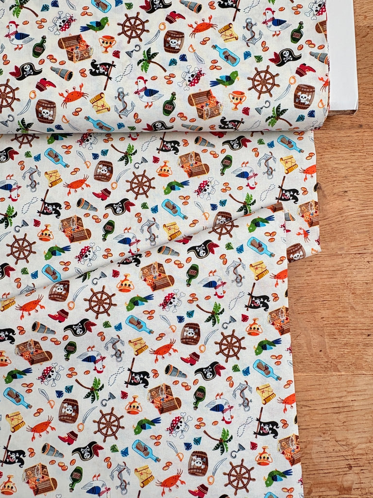 Pirate Icons - Cream - Makower Fabrics - The Eternal Maker - UK Fabric Shop