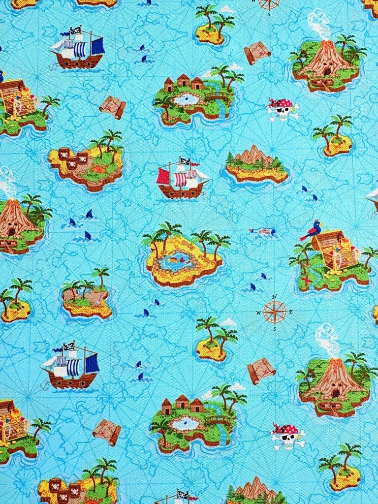 Pirate Islands - Blue - Makower - The Eternal Maker - UK Fabric Shop