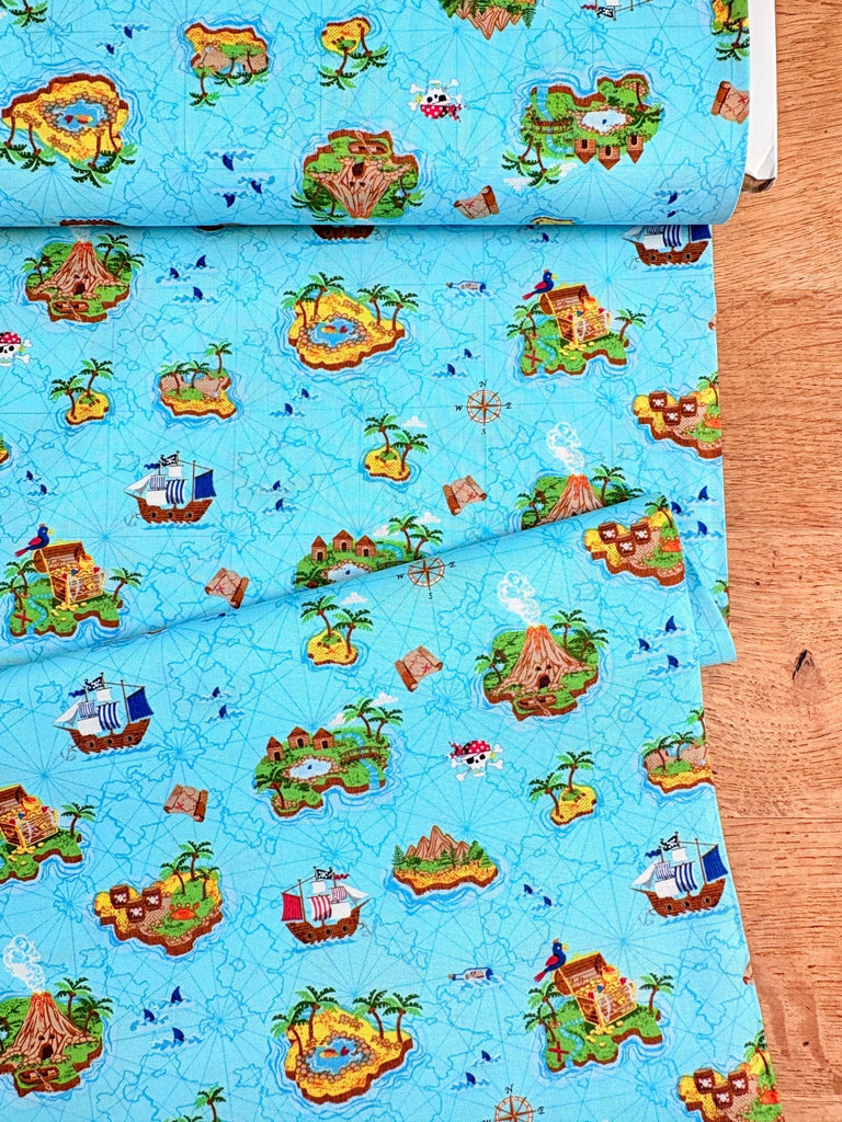 Pirate Islands - Blue - Makower - The Eternal Maker - UK Fabric Shop