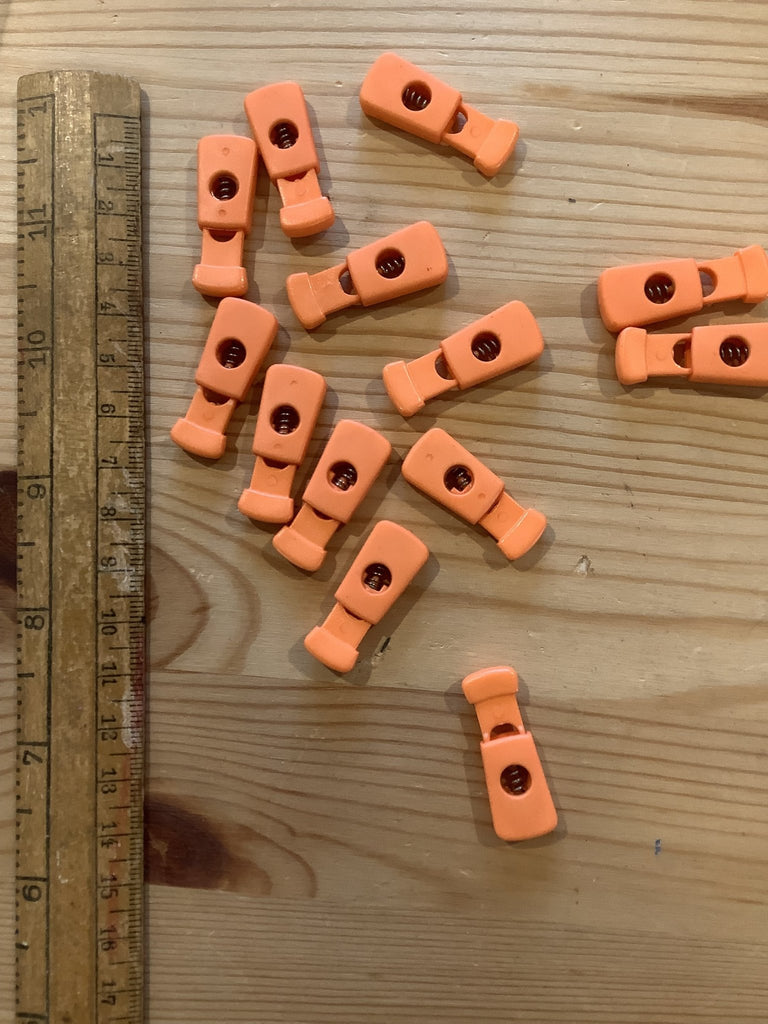 Plastic Cord End Adjuster Toggles - 32mm - Orange - The Eternal Maker - UK Fabric Shop