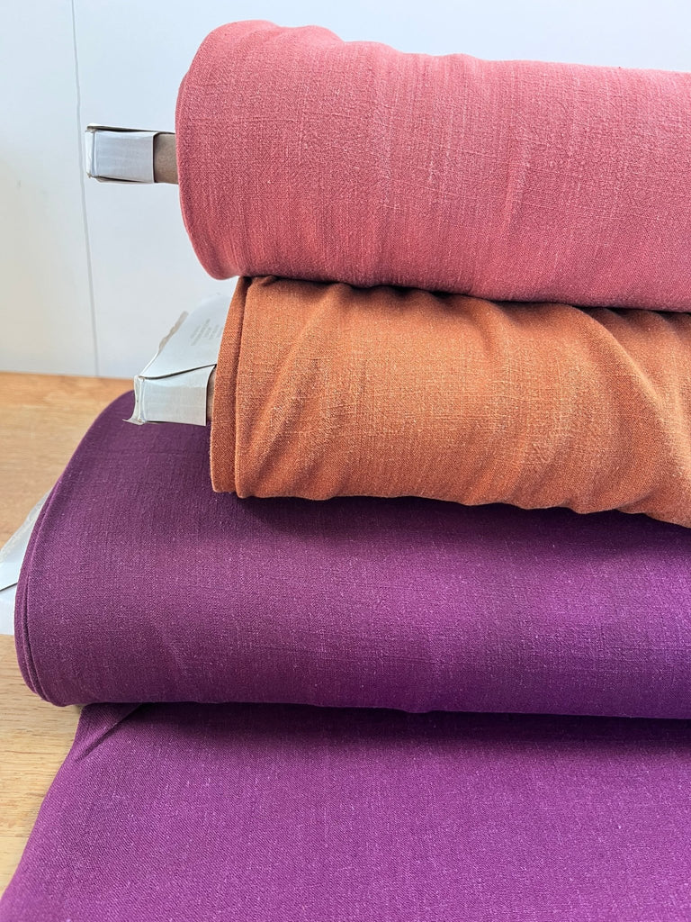 Plum Silky Noil - Linen Rayon Blend - The Eternal Maker - UK Fabric Shop