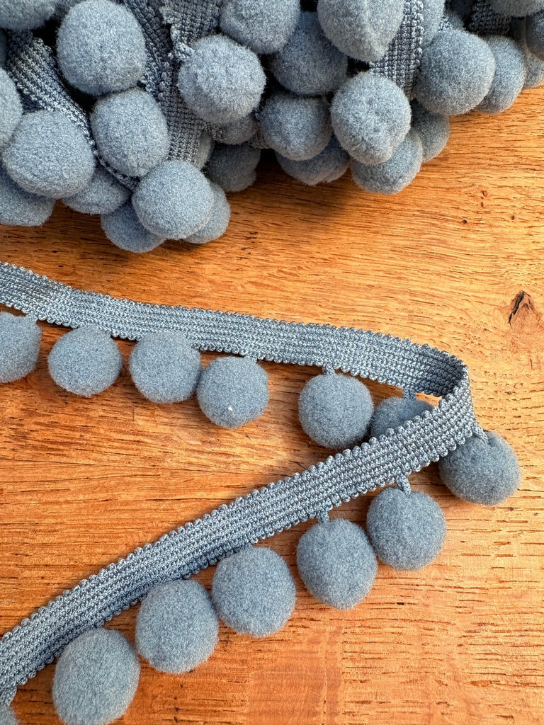 Pom Pom Trim - 35mm - GREY - by the HALF metre - The Eternal Maker - UK Fabric Shop
