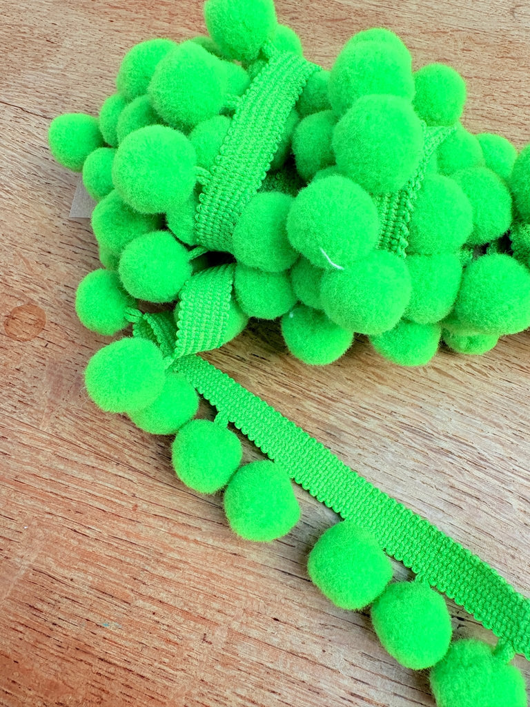 Pom Pom Trim - 35mm - LIME GREEN - by the HALF metre - The Eternal Maker - UK Fabric Shop