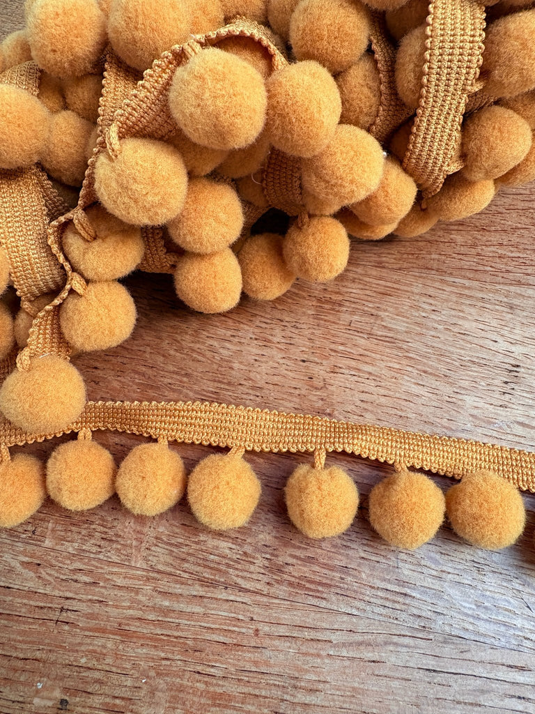 Pom Pom Trim - 35mm - MUSTARD - by the HALF metre - The Eternal Maker - UK Fabric Shop