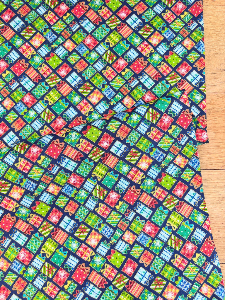 Presents on Navy - Santa Express - Christmas Fabric - The Eternal Maker - UK Fabric Shop