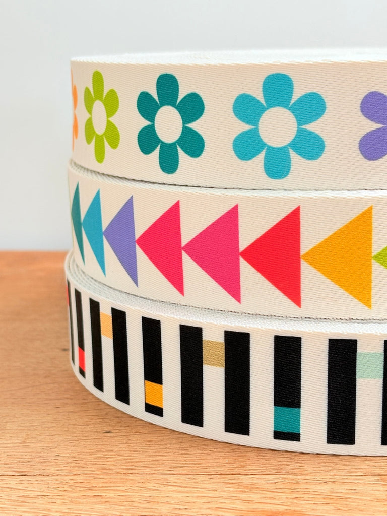 Rainbow Stripe Webbing Tape - by the 1/2m - £4.50 per metre - The Eternal Maker - UK Fabric Shop