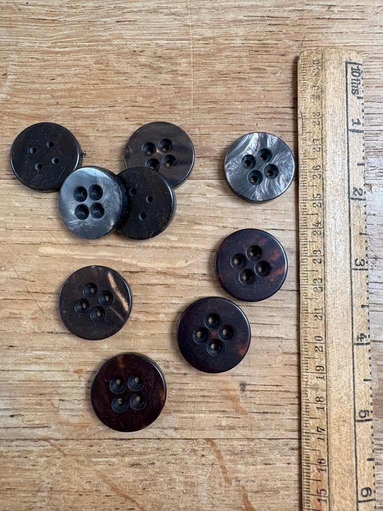 Recessed Hole Brown Pearly Button - 25mm - The Eternal Maker - UK Fabric Shop