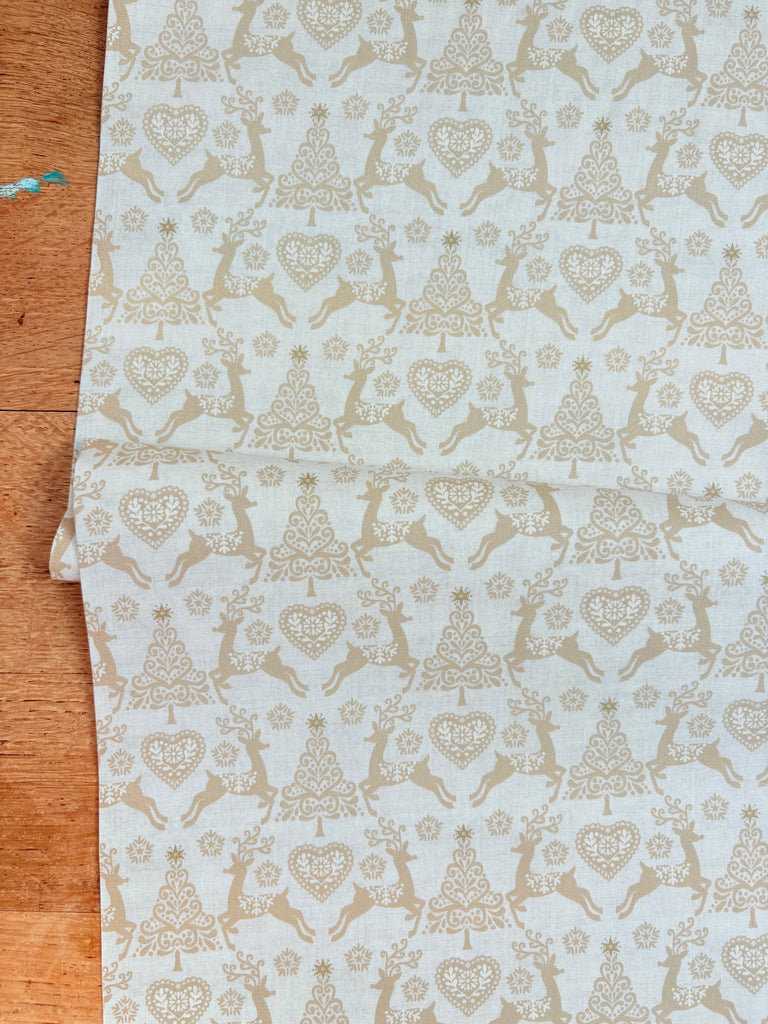 Reindeer - Cream Scandi - Christmas Fabric - The Eternal Maker - UK Fabric Shop