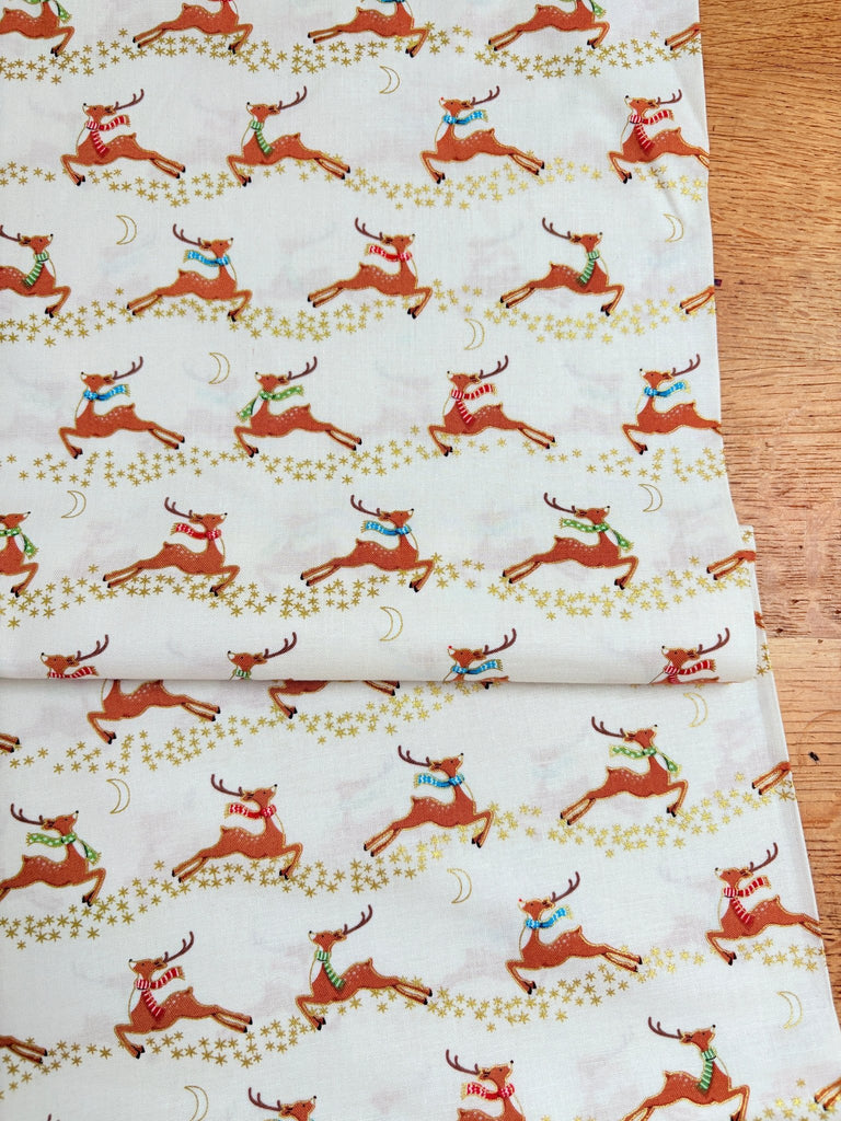 Reindeer on Ivory - Merry Christmas - Christmas Fabric - The Eternal Maker - UK Fabric Shop