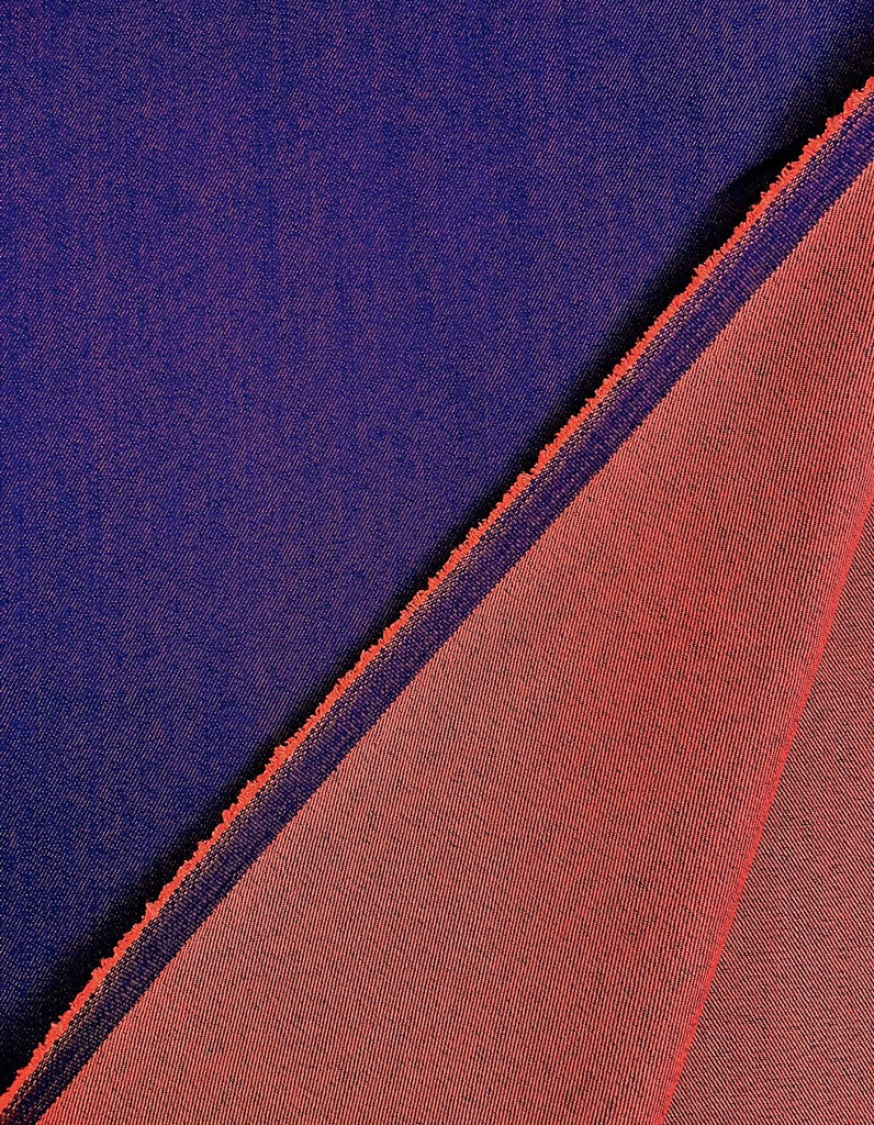 Remnant 25cm x 72cm Indigo/ Orange - Two Tone Stretch Denim - The Eternal Maker - UK Fabric Shop