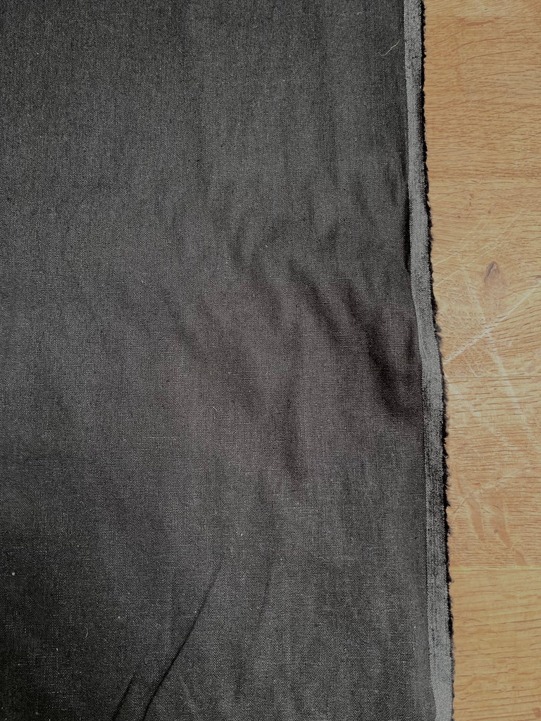 Remnant 70cm x 140cm - Black - Washed Cotton Linen Blend - The Eternal Maker - UK Fabric Shop