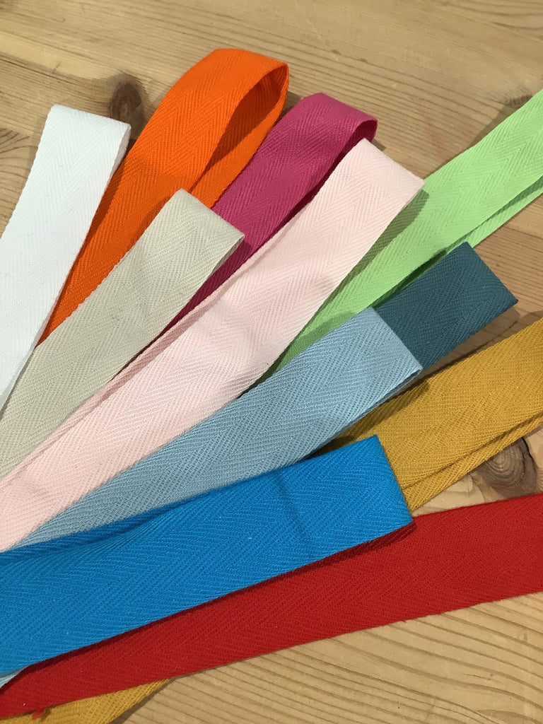 Remnant Mix Pack - 5 Metres - 25mm Apron Cotton Herringbone Tape - The Eternal Maker - UK Fabric Shop