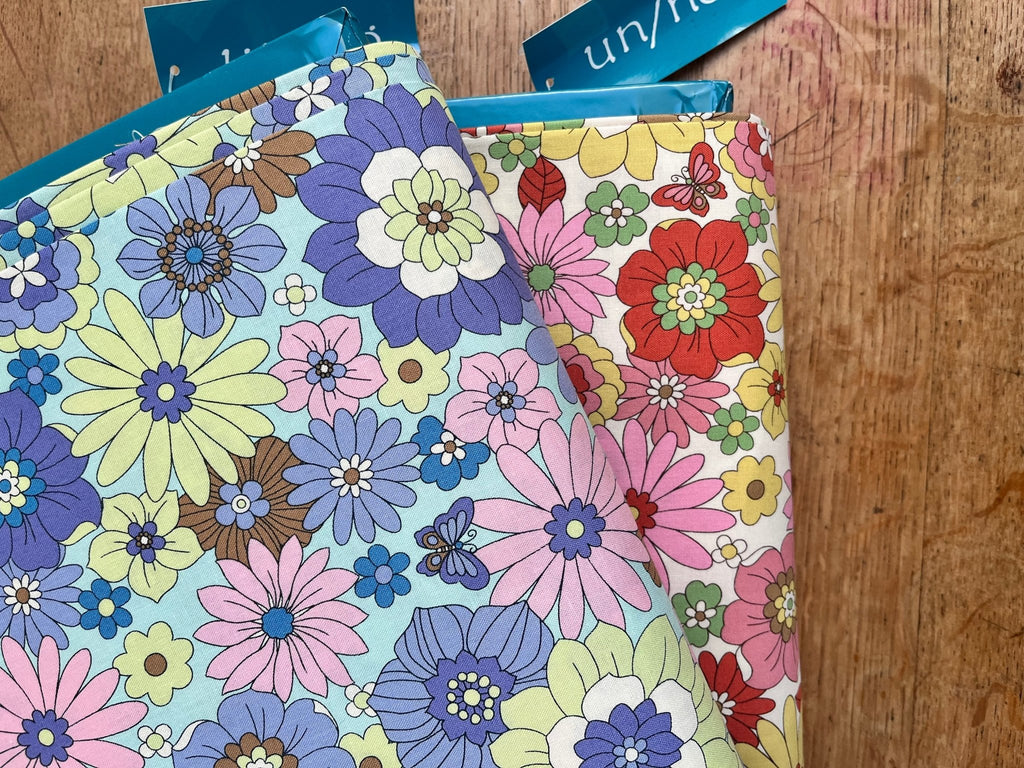Retro Floral Blues - Retono by Un/No - Cosmo Japan - The Eternal Maker - UK Fabric Shop